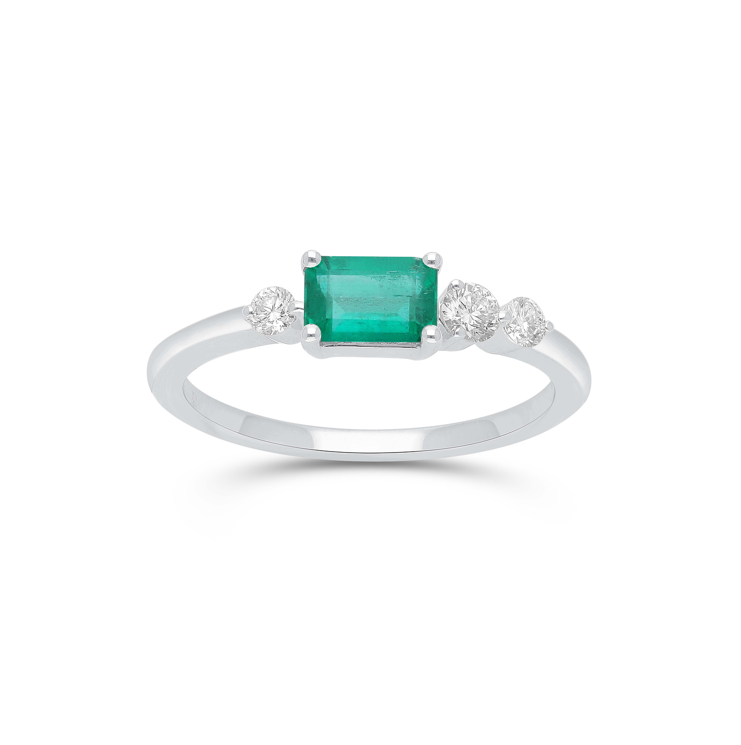 Sabel Collection White Gold Octagon Emerald and Diamond Ring